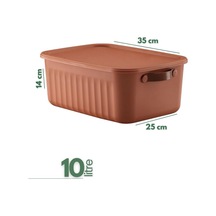 Deconox 1 Adet Düzenleyici Kapaklı Kutu, Dekoratif Saklama Kutusu, Organizer 35cm 25cm 14cm Kiremit 10 Litre