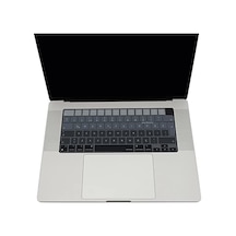 Macbook Türkçe Q Klavye Koruyucu M1-m5 A2681 A3113 A3240 A3449 A2442 A3426 A3434 A2485 A3429 Air 13.6-15.3 Pro 14-16 Neo 13 Silikon Keyboard Cover Touch Id Siyah Gri