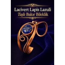Kadın Bakır Bileklik Doğal Lacivert Lapis Lazuli Taşlı Otantik Model Bilezik Her Bileğe Uygun Diğer