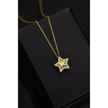 Papatya Silver 925 Ayar Gümüş Gold Kaplama Montür İçi Yıldız Kolye