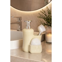 Porsima 277745 Sıvı Sabunluk Fırçalı Süngerlikli Sabunluk Krem