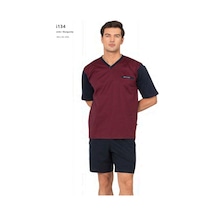 Pierre Cardin 6134 Erkek Kısa Kollu V Yaka 3'lü Jakarlı Pijama Takımı-bordo