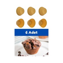 Sarı 6'lı Silikon Mini Browni Kalıbı - Muffin Kalıbı 6 Adet Cupcake Kek Kalıbı Seti Silikon Sarı Diğer
