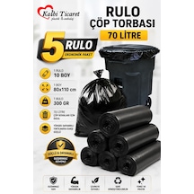 Kalın Çöp Torbası Jumbo Boy Siyah Çöp Poşeti 5 x 300 G