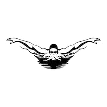 Yüzücü Havuz Spor Araba Sticker Siyah Renk 18Cm
