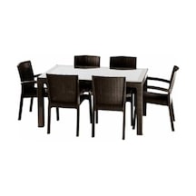 Violet Rattan 90x150 Trend Lüx 6 Kişilik Masa Takımı Siyah - 32526322 Siyah