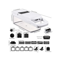 Moveevo Mutfakta Hızlı Kesim İçin Çok Fonksiyonlu Sebze Meyve Dilimleyici, Kıyma Ve İpare Kesici Aleti - Siyah Beyaz 22 Parça Seti Diğer