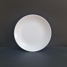 12 Adet Standart Düz Melamin Tatlı & Yemek Servis Tabağı 21 Cm - Beyaz Beyaz