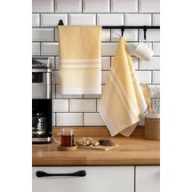 Vionel Home 2'li Mutfak Kurulama Bezi,%100 Pamuk Yüksek Su Emici, Beslenme Örtüsü, Çok Amaçlı Servis Peçetesi 45x60cm Sarı Açık Gri