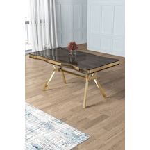 Canisa Prah Serisi 90x160 Lak Panel Antrasit Ironi Gold Ayak Mutfak Masası Antrasit İroni Masa Ayaklar Gold