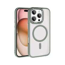 Apple iPhone Uyumlu 16 Pro Kılıf Magsafe Şeffaf Arka Yüz Kamera Yükseltili Silikon Pazarplus Titanyum-Gri