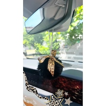 Dikiz Ayna Süsü Leopar Kurdele Ponpon Set