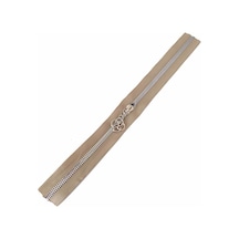 Angel Çanta Aksesuar Başlıklı Fermuar 30 Cm Gümüş Metal Bej