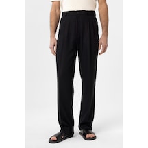 Antioch Keten Karışımlı Erkek Baggy Pantolon Siyah