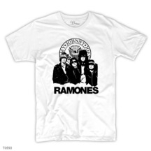 Ramones Logo And Group Beyaz Tişört (440099026)