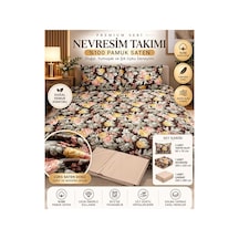 Slc Home %100 Pamuk Saten Şık Tasarım Çift Kişilik Nevresim Takımı 4 Parça Siyah Çiçekli Siyah - 938557252 Siyah