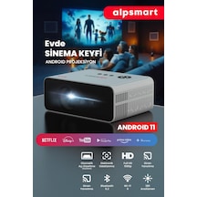 Taşınabilir Android Projeksiyon Cihazı, Wi-fi, Bluetooth, Android 11, Beyaz Renk-118498