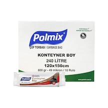 Polmix Endüstriyel Konteyner Boy  Çöp Torbası Siyah 10 x 10'lu 120 x 150 CM