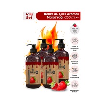 "4 Lü Çilek Aromalı Vücut Masaj Yağı Seti 250 Ml Etkili Cilt Besleyici Ve Nemlendirici Yağ" - 502115926