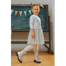 Kız Çocuk Payetli Etek Mnt25k238 Gri