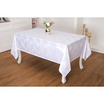 Finezza Viva Jakar Polyester Kumaş Beyaz Masa Örtüsü 160x220 cm  - 1424