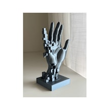 Pikselli Ve Parçacıklı El Figürü Heykeli - Dijital Çözülme Efektli Modern Sanat Objesi, Kübik Detaylı Masaüstü Dekor Süsü, Ofis Ve Ev Aksesuarı, Yaratıcı Hediye