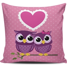 Kırlent Dünyası Baykuş Temalı Dijital Baskılı Kırlent Kılıfı (387103683)