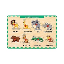 Ahşap Tutmalı Eğitici Yapboz Vahşi Hayvanlar Anaokulu Oyuncakları