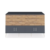 Hyperion Konsol Tek Raflı 6 Çekmeceli 4 Kapaklı 176x44x99 Antrasi Antrasit-antrasit/çam
