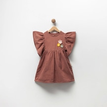 Jolbaby Fırfır Kol Detaylı Vintage Müslin Kız Çocuk Bayramlık Elbise