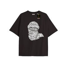 Flood Of Style Siyah Oversize T-shirt Kafa Şal Desen Özel Tasarım