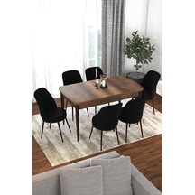 Masa Barok Ahşap 6 Siyah Sandalye