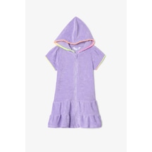 Penti Eflatun Kız Çocuk Sweat Pastel Fermuarlı Kısa Kol Havlu Kaftan