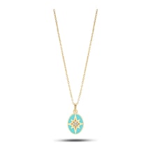 Debora Jewelry 14 Ayar Altın Mavi Mineli Kuzey Yıldızı Kolye