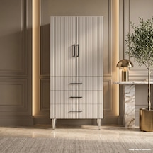 Pergamon Çok Amaçlı Dolap 60 Cm 2 Kapak 3 Çekmece Soft Kaşmir - Çok Amaçlı Raflı Dolap Gri