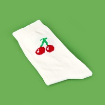Soft Cherry Çorap - Ekru Çok Renkli