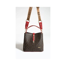Just Polo Kadın Günlük Kullanıma Uygun Şık El Ve Omuz Çantası Shoulder Bag Kahverengi - Kırmızı