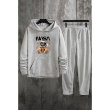 Uyguntarz Unisex Nasabear Baskılı Eşofman Takımı Gri
