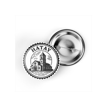 5 Adet İğneli Çanta Rozeti - Saint Pierre Kilisesi - Hatay - 44 MM Çok Renkli