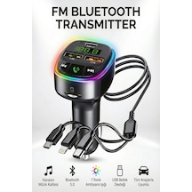 Bluetooth Fm Transmitter 3 Usb Portlu Süper Hızlı Araç Şarj Cihazı
