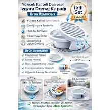 2 Li Yuvarlak Gider Süzgeci Ve Koku Önleyici Kapak, Banyo, Mutfak, Duş Ve Zemin Giderlerinde Kullanıma Uygun, 10 Cm Çap, Dayanıklı Plastik, Saç Ve Atık Tutucu Izgaralı Tasarım, Kolay Temizlik
