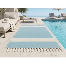 Ludıa %100 Pamuklu Diamond Desenli Mavi/ekru Peştemal Havlu 95x200 Cm Mavi - Ekru