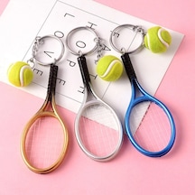 Gerçekçi Tenis Raketi Tasarımlı Şık Anahtarlık Kolye Çanta Süsü Tennis Keychain Bx40 Standart