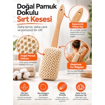 Hanex Pamuk Saplı Sırt Kesesi, Uzun Saplı Banyo Duş Kesesi, Sırt Ve Vücut Temizleme Peeling Kesesi