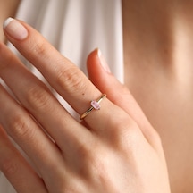 14 Ayar Altın Doğum Taşı Yüzük Burç Yüzükler Pink 539836799