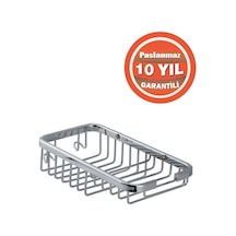 Çelik Banyo Paslanmaz Pirinç Mercan Lifli 10x19 Sabunluk Süngerlik Krom