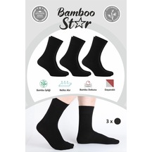 Bambu Erkek Soket Uzun Düz Siyah Dikişsiz 3'lü Premium Kutulu Çorap Çok Renkli