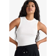 Defacto Slim Fit Dar Kesim Basic Düz Bisiklet Yaka Fitilli Kaşkorse Atlet F8721ax25auwt32 Beyaz