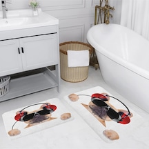 Rovigo Home Baskılı Kaymaz Taban 2 Li Banyo Paspas Takım Rvg5126-100X60-60X50 Çok Renkli