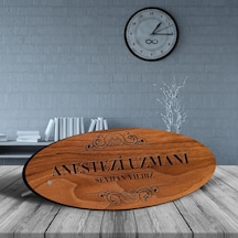 Kişiye Özel Mesleki Anestezi Uzmanı Ahşap Oval Masa İsimliği - 1